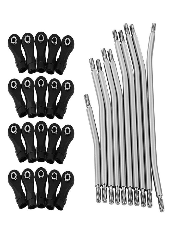 Pothyes 324mm Wheelbase Stainless Steel Rod Links Linkage Set with Steering Link for 1/10 Axial SCX10 & SCX10 II 90046 RC Crawler Car Upgrade,10PCS - Image 1